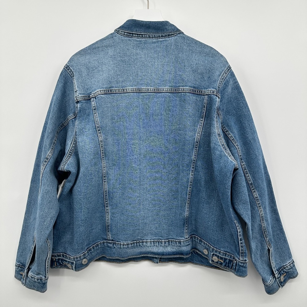 Old‎ Navy Denim Jacket Plus Size XXL Trucker Stretch Jean Pockets Minimalist New - Picture 10 of 13